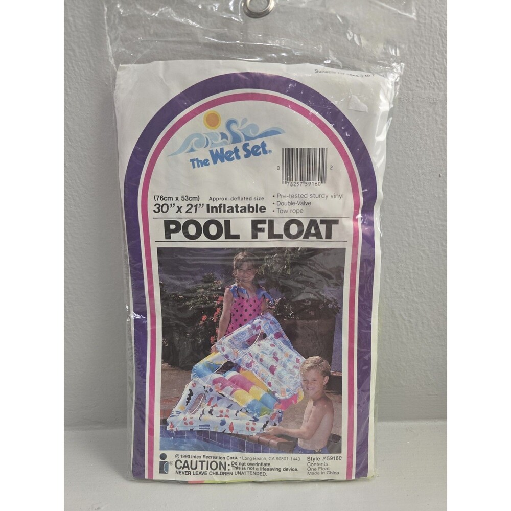 Vintage Intex Inflatable Raft The Wet Set  Pool Float 30" x 21" #59160 New Stock